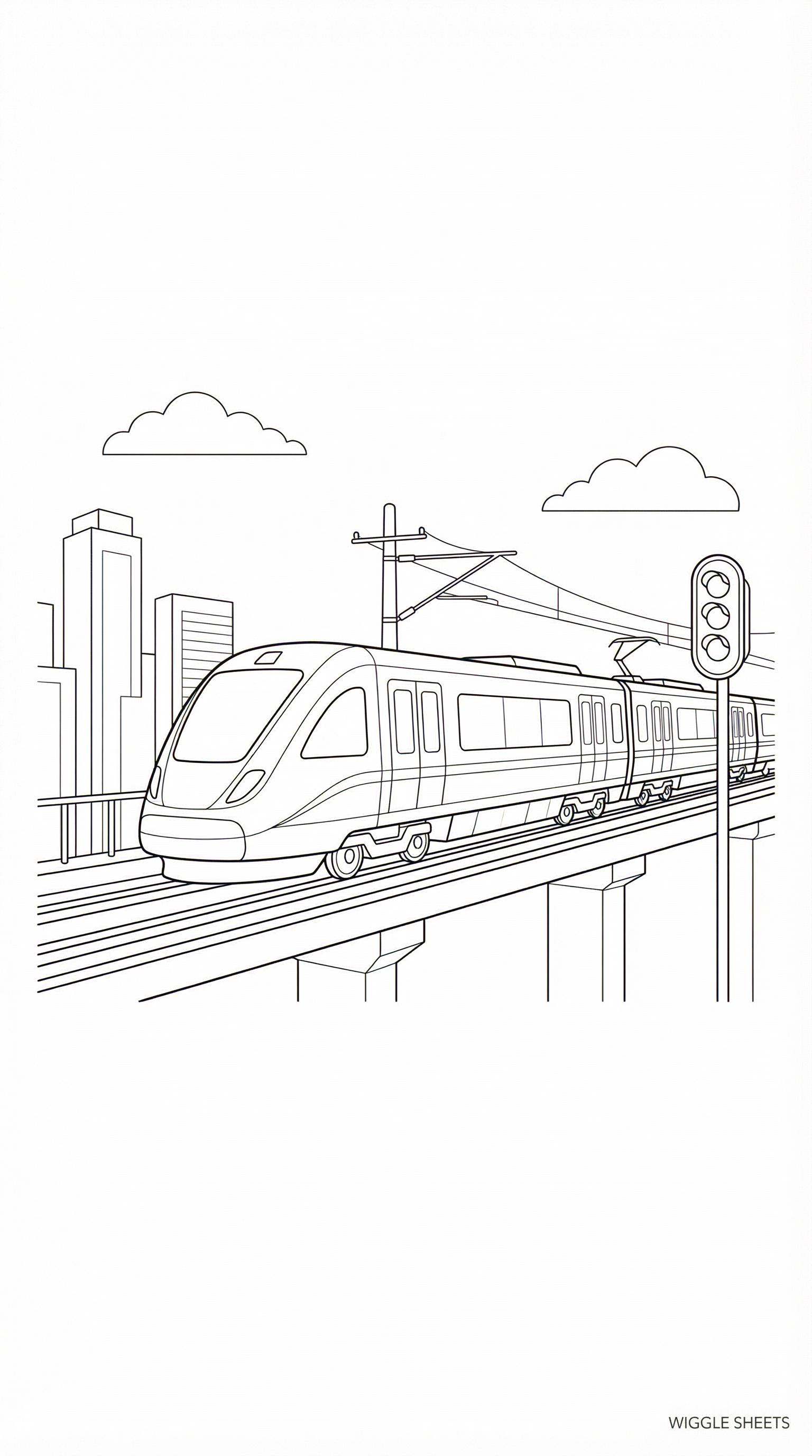 City Electric Train Coloring Page